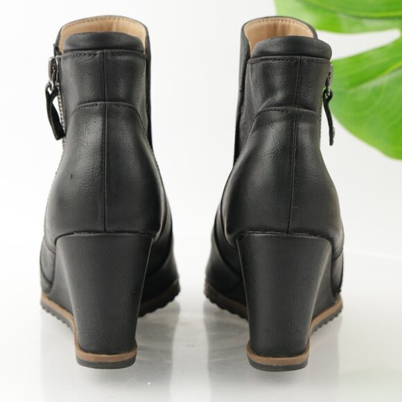 Soul Naturalizer Womens Haley Boot Size 7 Black Leather Wedge Heel Zip Bootie - Picture 5 of 12